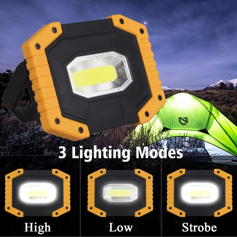 AUMIO Rechargeable LED Work Light 2 Pack, COB 30W 2000LM Portable LED Work Lighting Battery Worklight Cordless Waterproof Work Lights for Camping Hiking Emergency Car Repair Job Site Lighting(5.31Ã—1.6Ã—4in) - Image 3